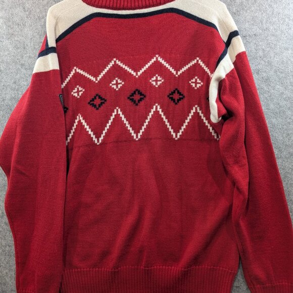 Dale of Norway Red White Sweater 1/4 Zip Up Neck Wool Knit Men's XL - Picture 4 of 9